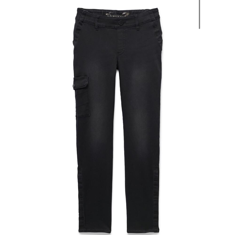 NWT Seven Tummyless Skinny Seated Jeans Adaptive Cargo Pockets Black Size 14